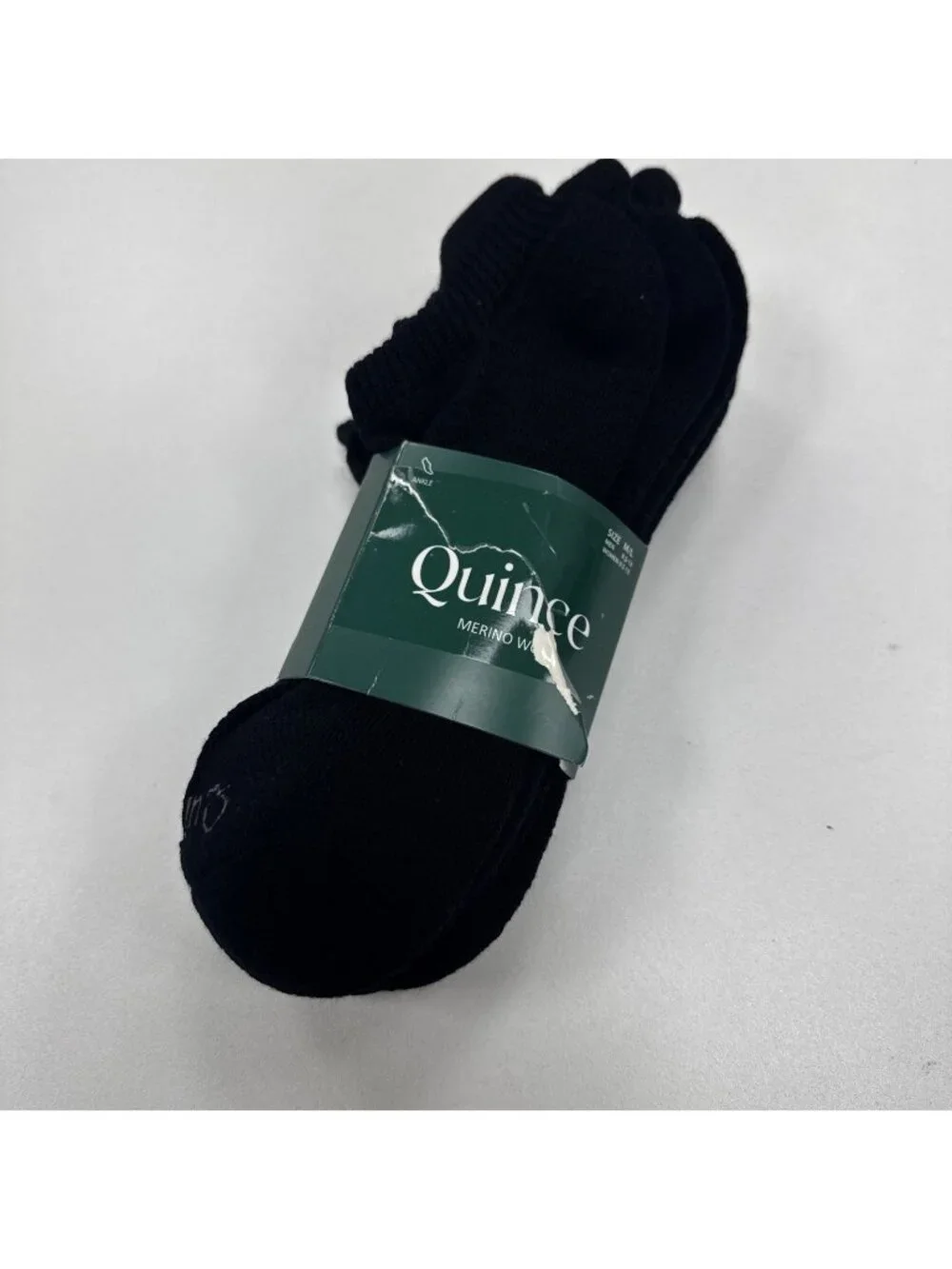 Quince Men's Merino Wool Ankle Socks 4-Pack in Black Size M/L 8.5-12